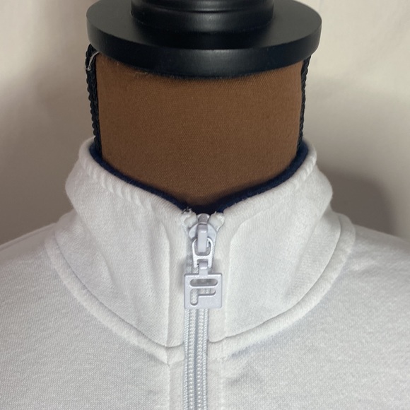Fila spell out logo embroidered quarter zip sweatshirt pullover in white size M - Picture 11 of 14